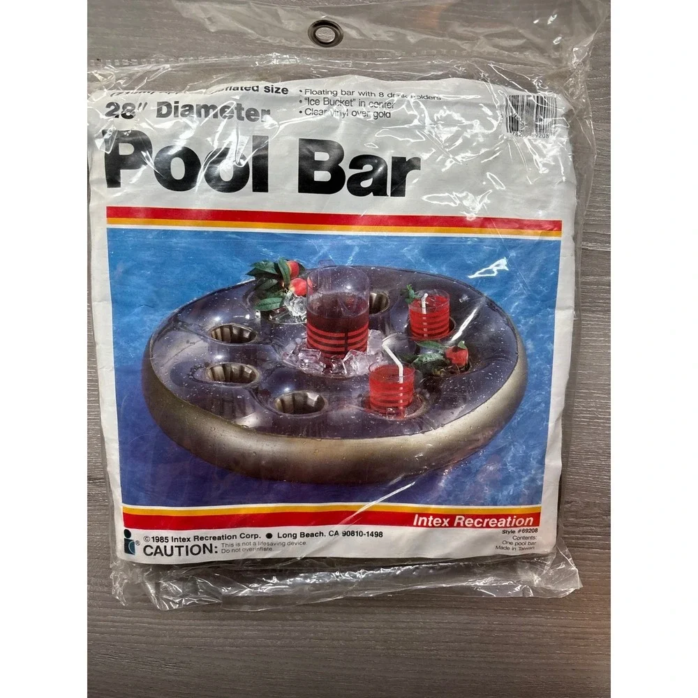 Vintage 1985 Intex Pool Bar Inflatable Floating‎ 8 Drink Holder Ice Bucket Retro